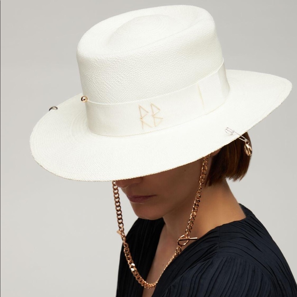 Ruslan Baginskiy Chain Strap Straw Gambler Hat